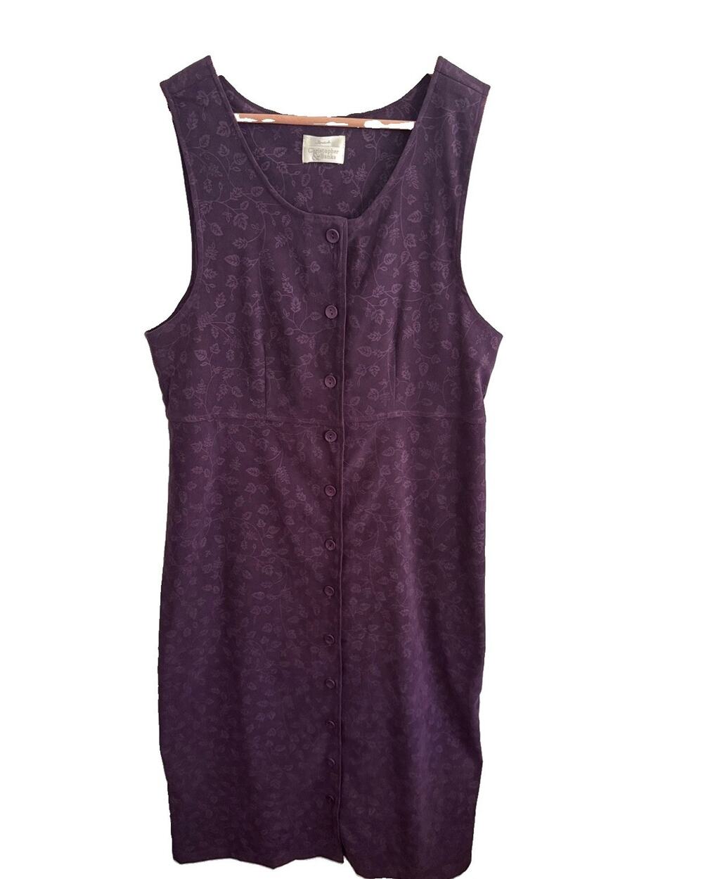 Vintage Christopher & Banks Purple Floral Jacquard Dress Women’s M Cottagecore